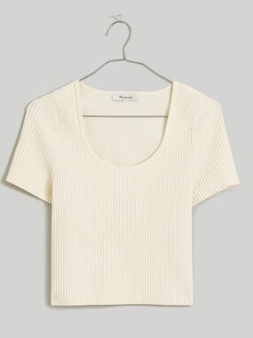 Madewell Ottoman Cropped knit tee in ivory